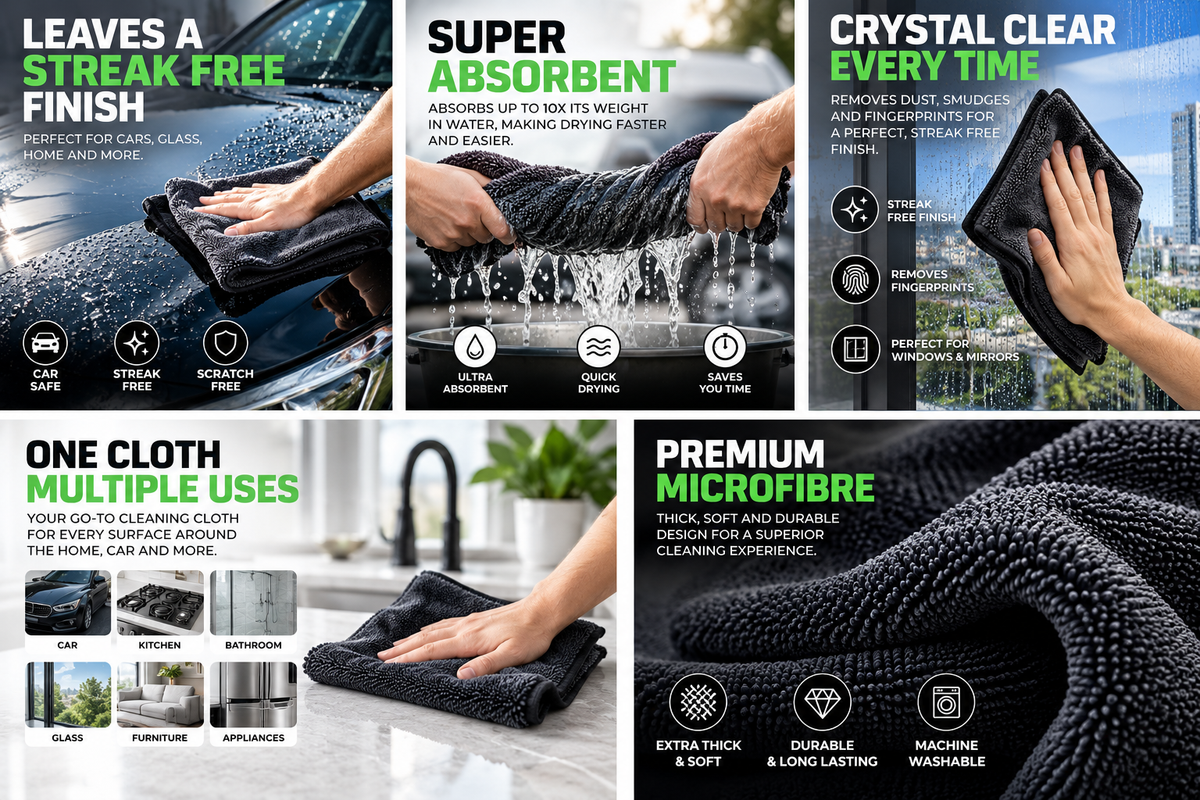 EzyClean streak-free microfiber cleaning cloth